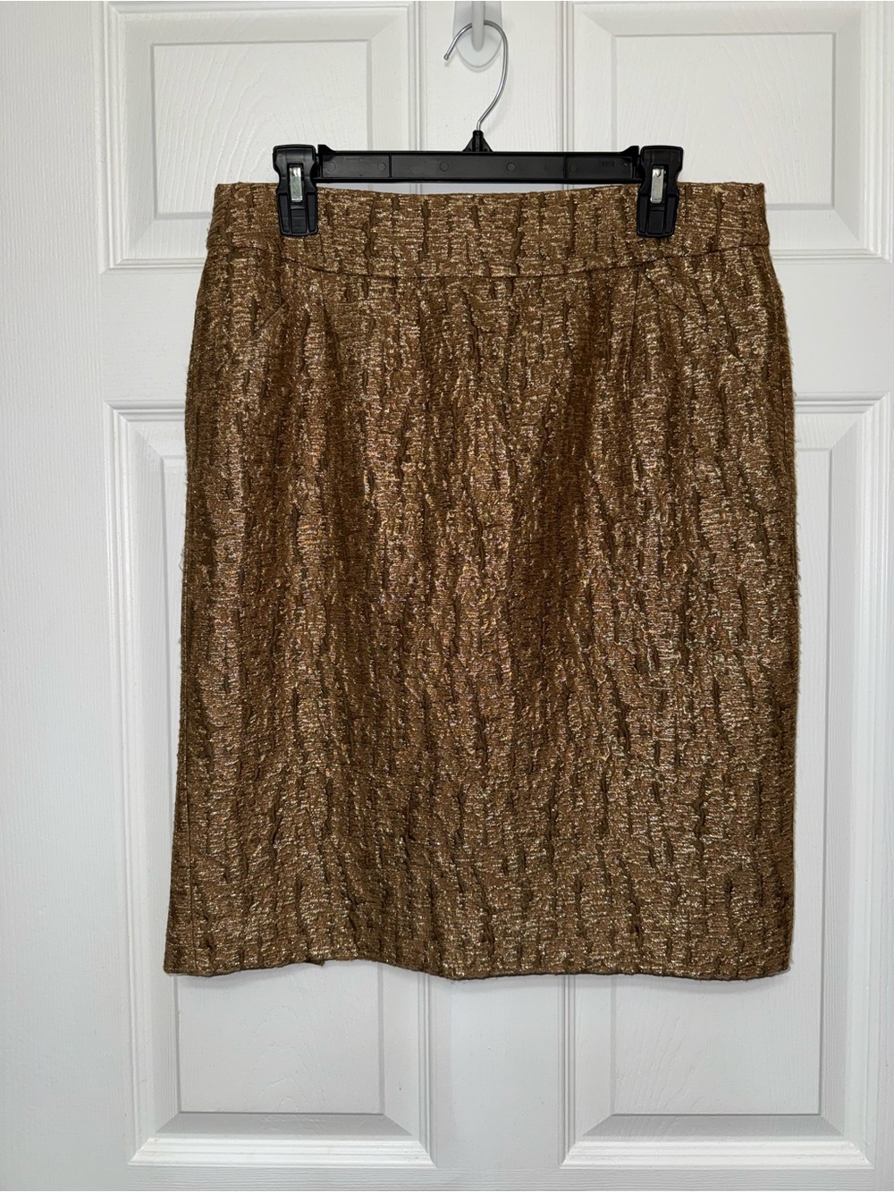 J. Crew Metallic Textured Pencil Skirt in Bronze